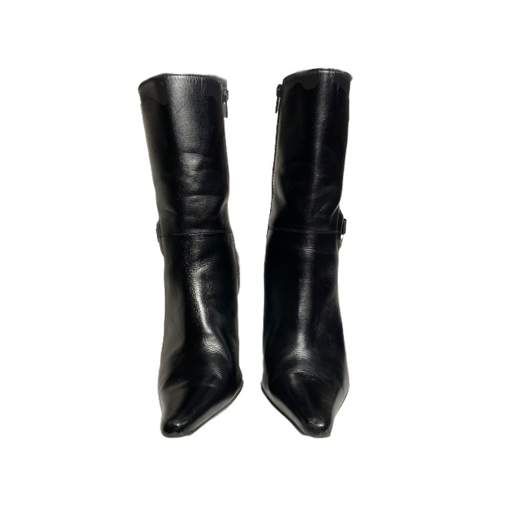 Steve Madden black leather stiletto heeled zip up boots size 7.5 - Picture 2 of 11